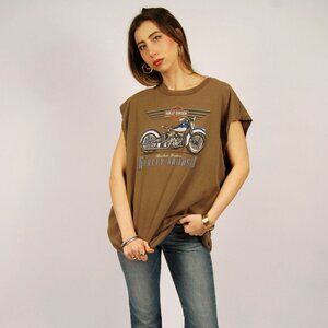 90s Harley Davidson Cutoff T-Shirt (3XL) brown vintage tank plus size Oregon